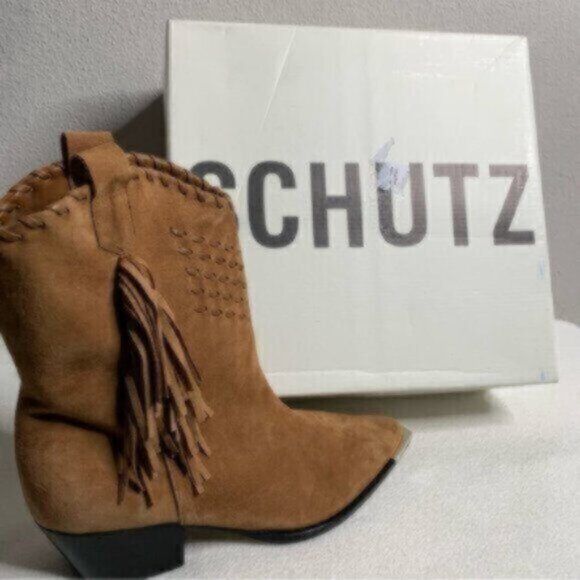 NWT Schutz Alexxa Leather Suede Ankle Boots - Picture 10 of 14